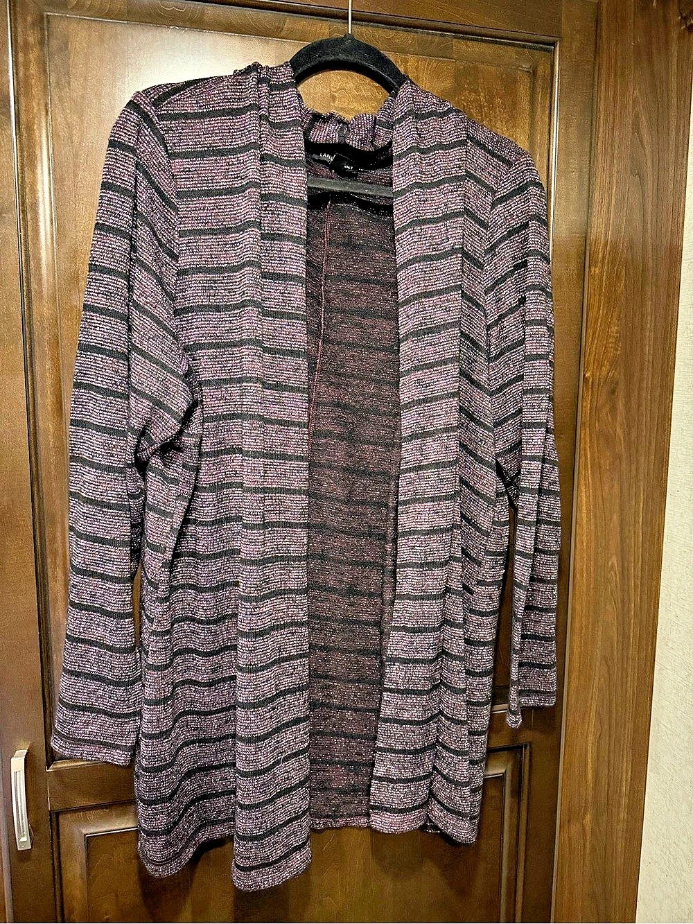 Lane Bryant Striped Open Front Cardigan in Purple & Black Size 22/24